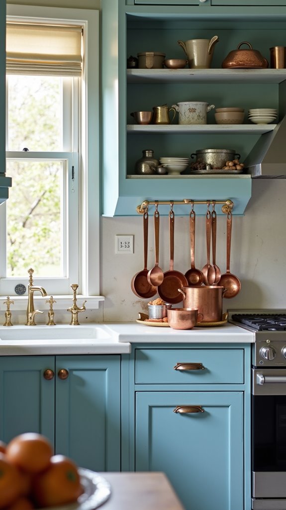 vintage copper utensil decor