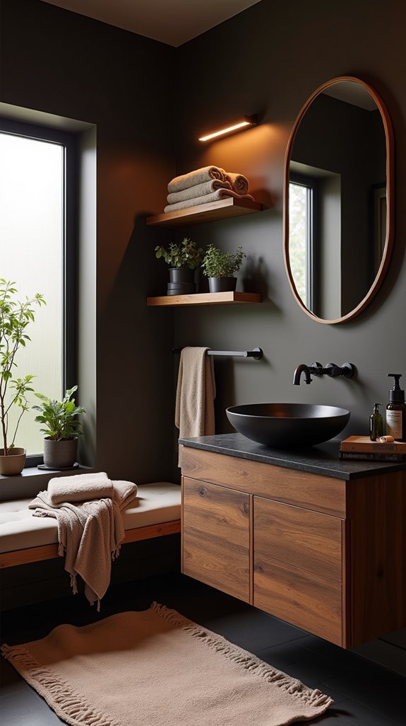 warm wood bathroom accents