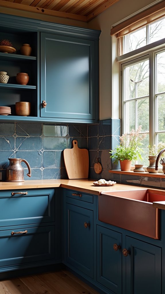 warm wood blue copper mix
