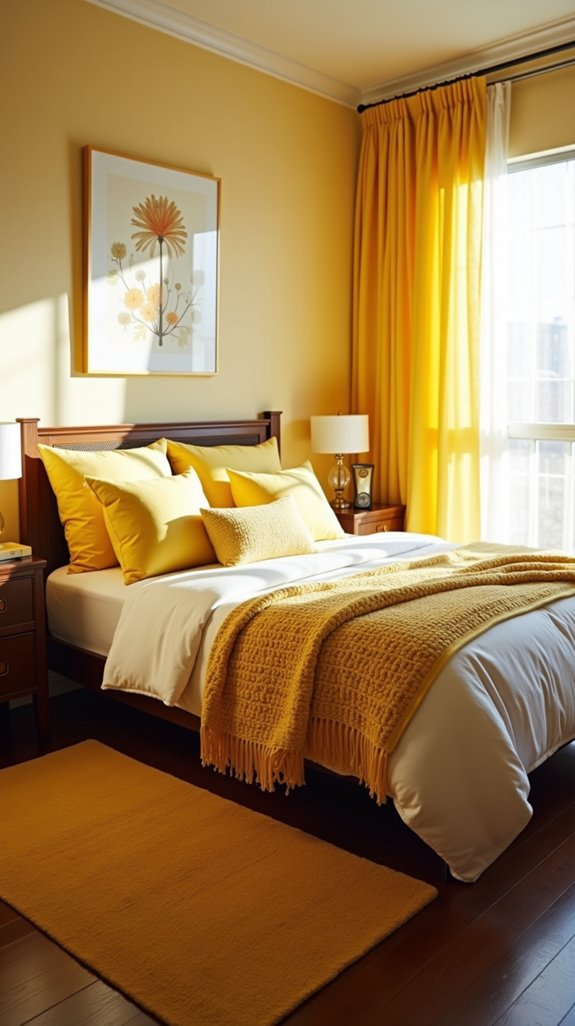 warm yellow bedroom textiles