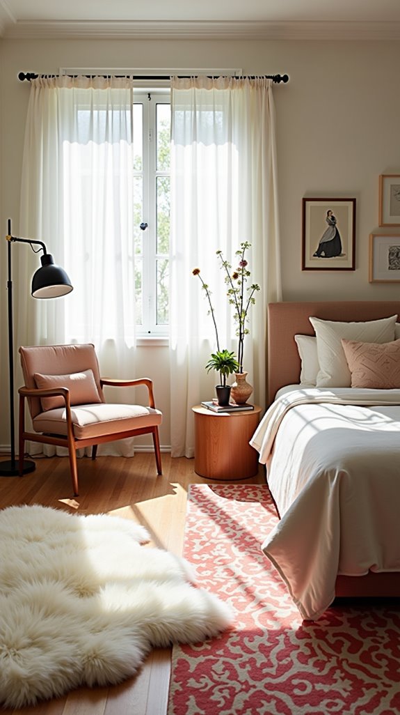 zoning bedroom activities with rugs